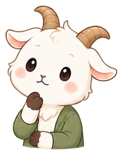 悩む表情のやぎさんの相談部屋のキャラクター